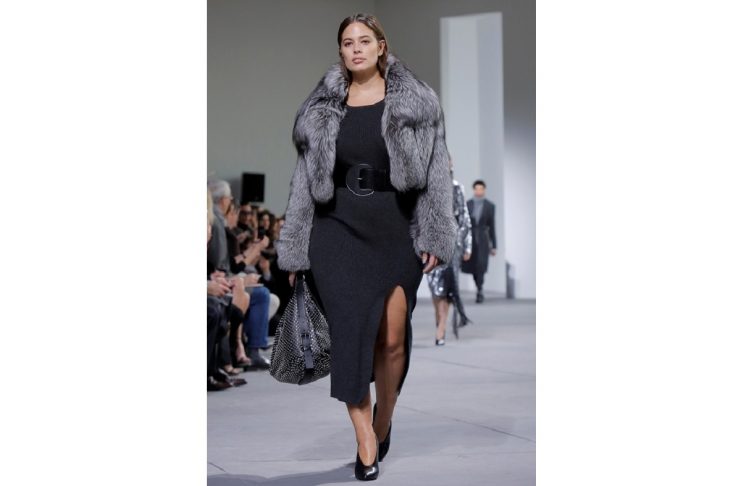 Model Ashley Graham presents creations from the Michael Kors Autumn/Winter 2017 collection during New York Fashion Week in the Manhattan borough of New York