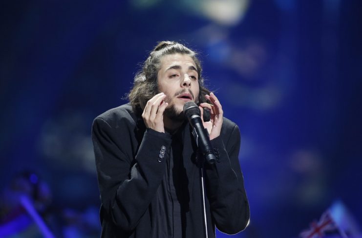Portugal’s Salvador Sobral performs the song “Amar Pelos Dois” during the Eurovision Song Contest 2017 Grand Final at the International Exhi-bition Centre in Kiev
