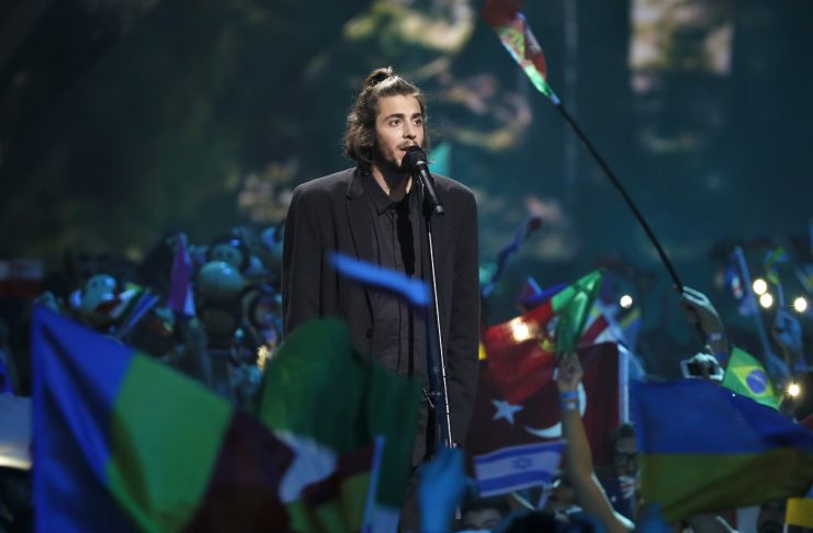 Portugal’s Salvador Sobral performs the song “Amar Pelos Dois” during the Eurovision Song Contest 2017 Grand Final at the International Exhi-bition Centre in Kiev