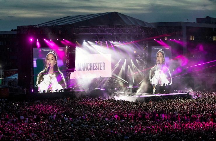 FILE PHOTO: Ariana Grande performs during the One Love Manchester benefit concert for the victims of the Manchester Arena terror attack at Emirates Old Trafford, Greater Manchester