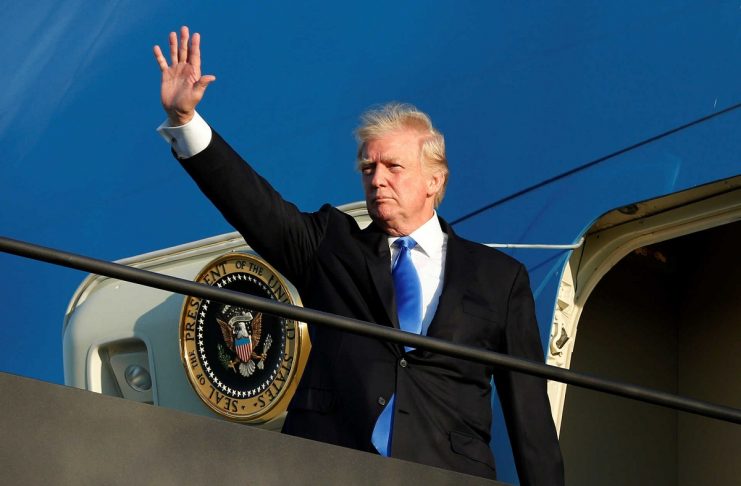 President Donald Trump departs from Newark Liberty International airport