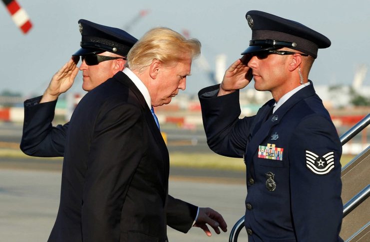 President Donald Trump departs from Newark Liberty International airport
