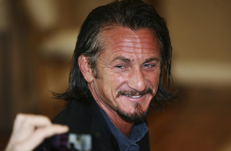 U.S. actor Penn is pictured during a meeting with Bolivian President Morales at the presidential palace in La Paz