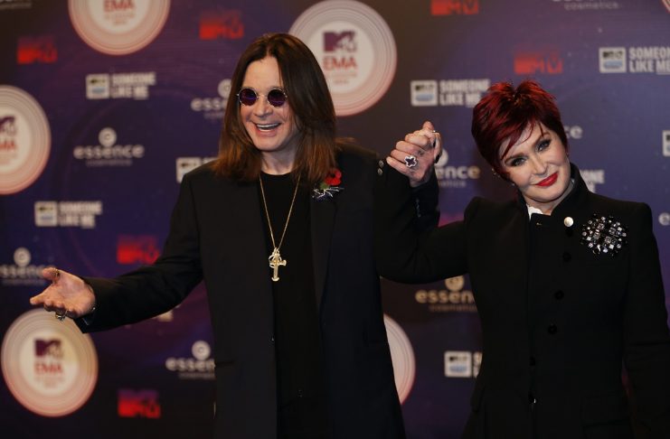 Ozzy and Sharon Osbourne arrive on the carpet before the 2014 MTV Europe Music Awards at the SSE Hydro Arena in Glasgow