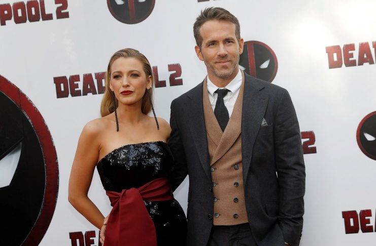 Actor Ryan Reynolds and his wife Blake Lively pose on the red carpet during the premiere of “Deadpool 2” in Manhattan, New York