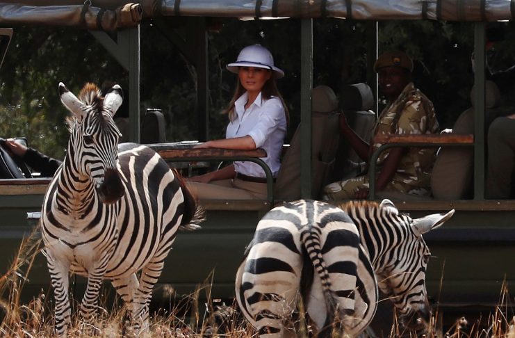 U.S. first lady Melania Trump takes a safari in Nairobi, Kenya