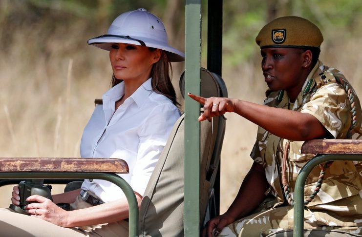U.S. first lady Melania Trump takes a safari in Nairobi