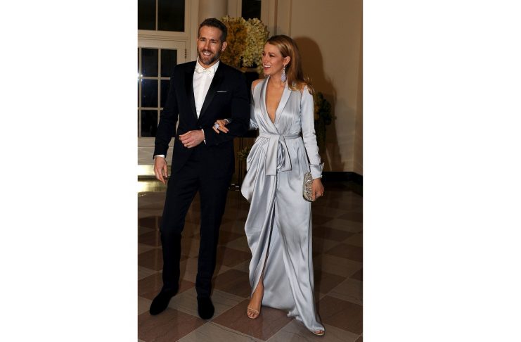 Ryan Reynolds and Blake Lively arrive for the state dinner in honor of Canadian Prime Minister Trudeau at the White House in Washington
