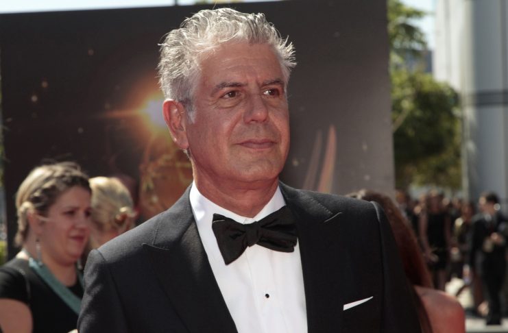 Chef and television personality Bourdain arrives at the 65th Primetime Creative Arts Emmy Awards in Los Angeles