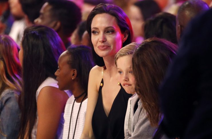 Actress Angelina Jolie and her daughters Zahara and Shiloh attend the 2015 Kids’ Choice Awards in Los Angeles