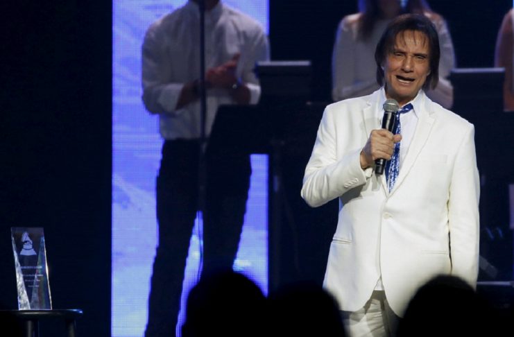 Brazilian singer Carlos accepts the Latin Recording Academy Person of the Year Award in Las Vegas