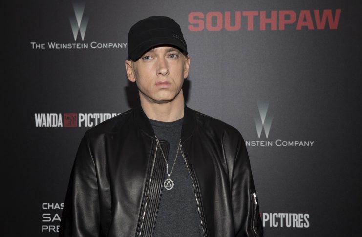Musician Eminem attends the premiere of “Southpaw” in New York