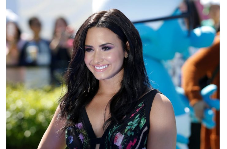 Actor Demi Lovato, who voices the Smurfette character, poses at the premiere of the film “Smurfs: The Lost Village” in Culver City, California
