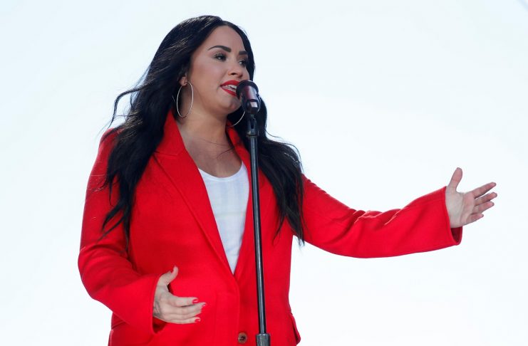 Singer Lovato performs during the “March for Our Lives” rally demanding gun control in Washington