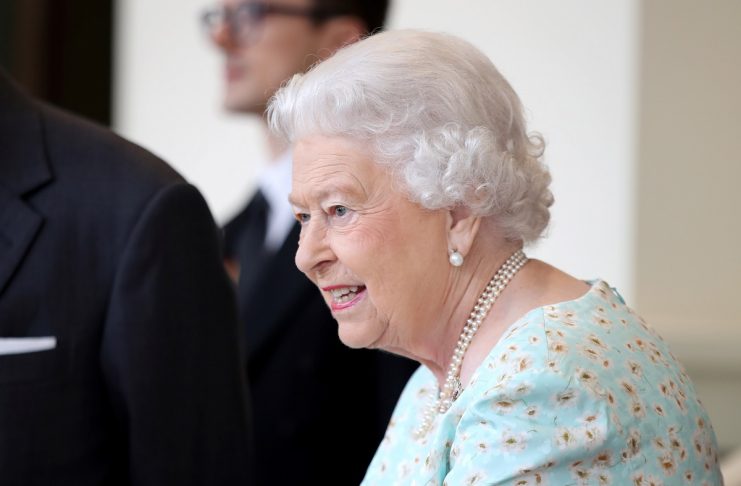 Britain’s Queen Elizabeth II bids farewell to Spain’s King Felipe and Queen Letizia at Buckingham Palace in London