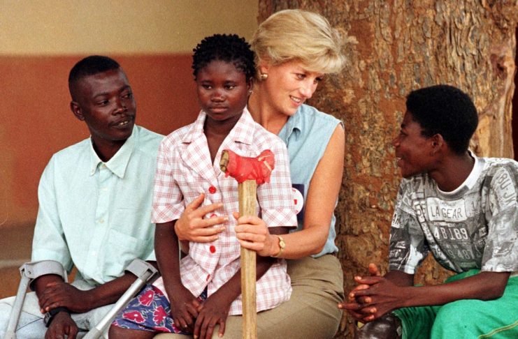 FILE PHOTO OF PRINCES DIANA WITH AMPUTIES IN ANGOLA