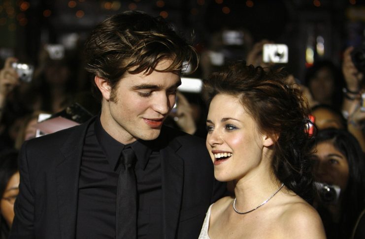 Robert Pattinson and Kristen Stewart attend the premiere of the movie Twilight in Westwood