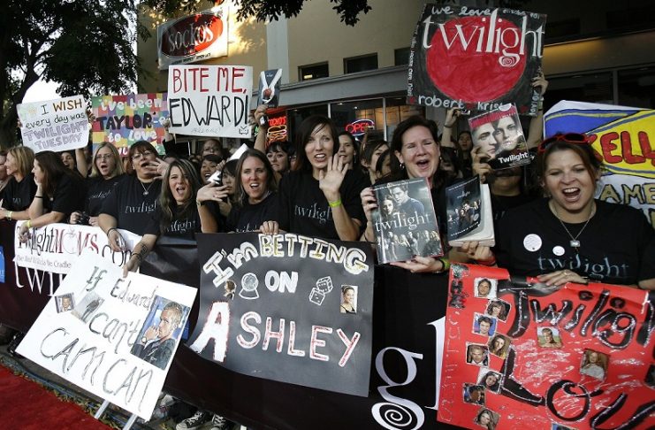 Fans cheer at the premiere of the movie Twilight at the Mann Village and Bruin theatres in Westwood