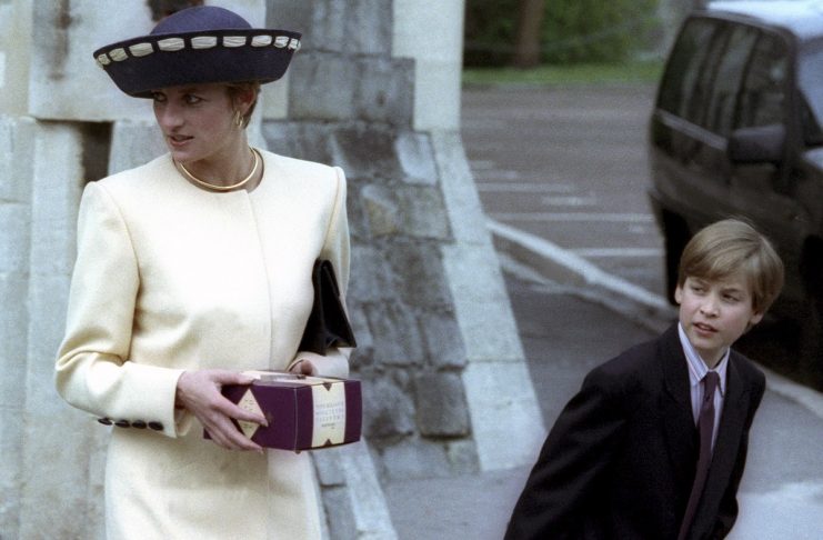 File photograph shows Diana, Princess of Wales and her eldest son Prince William waiting for Prince Harry after attending the annual Easter Sunday church service at St.Georges Chapel inside Windsor Castle