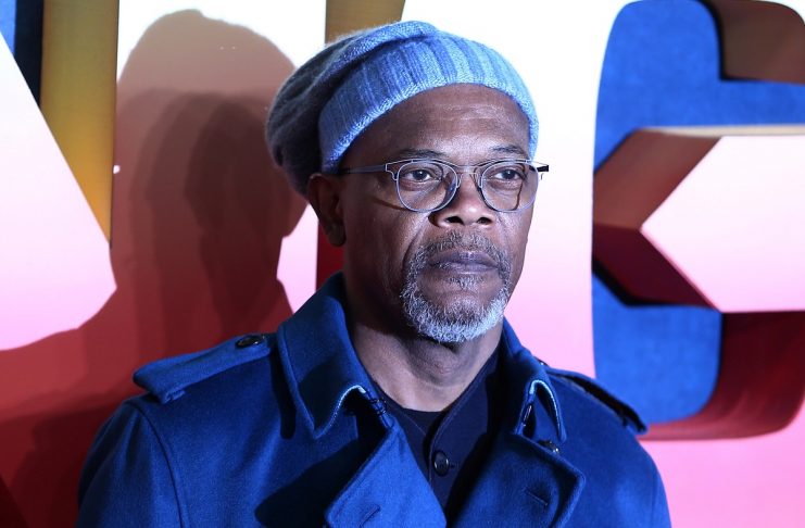 Actor Samuel L Jackson poses for photographers at the European Premiere of Kong: Skull Island in London