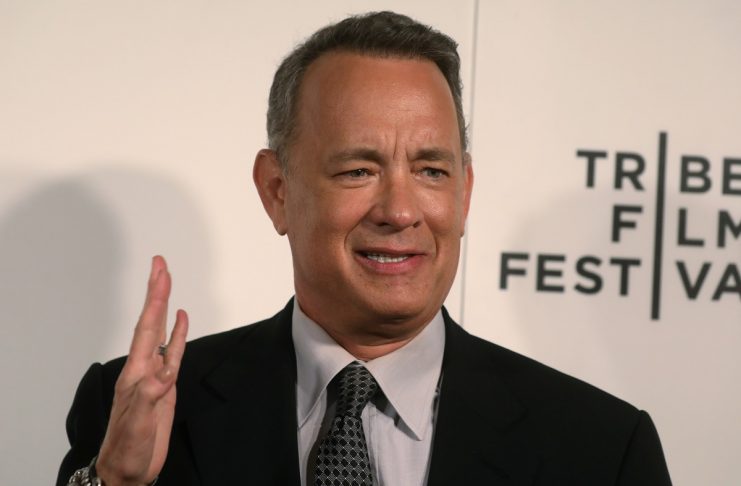 Actor Tom Hanks arrives for ‘The Circle’ premiere at the Tribeca Film Festival in the Manhattan borough of New York