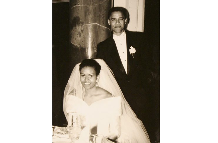 US Democratic presidential candidate Barack Obama is seen on his wedding day with wife Michelle in a family snapshot