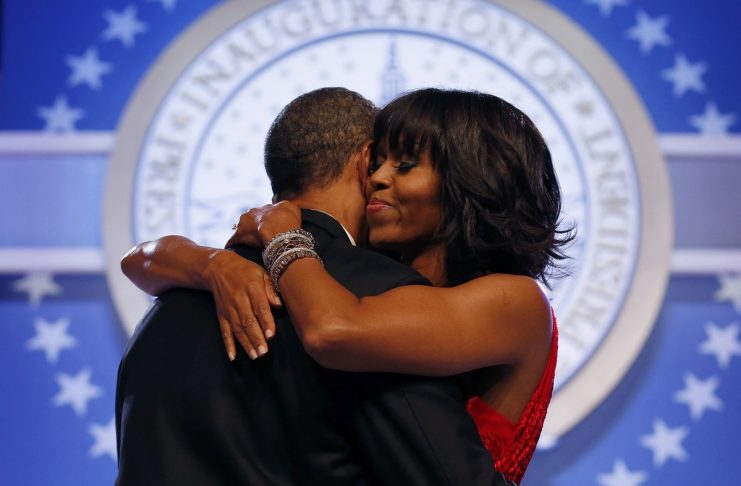 U.S. President Barack Obama and first lady Michelle Obama dance at the Inaugural Ball in Washington