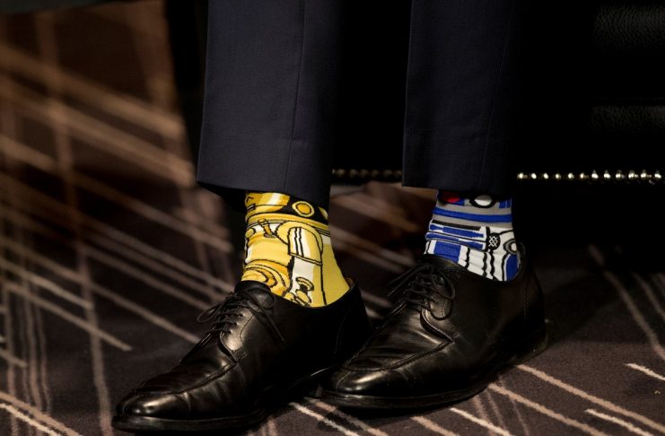 Canada’s PM Trudeau wears Star Wars themed socks as he meets with his Irish counterpart, Taoiseach Enda Kenny during his visit to Montreal