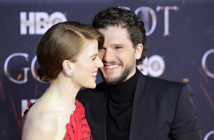 Kit Harington and Rose Leslie arrive for the premiere of the final season of “Game of Thrones” at Radio City Music Hall in New York