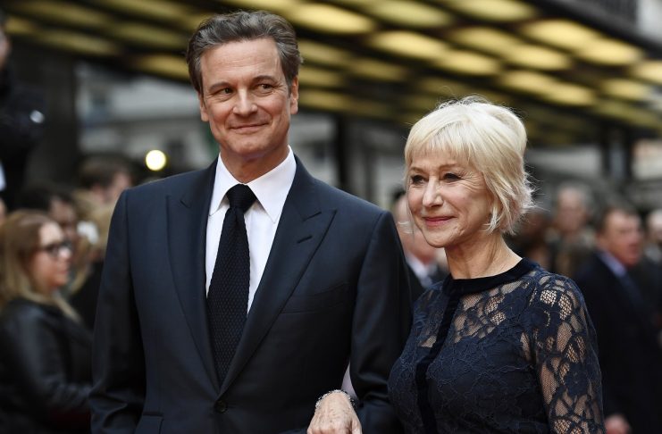 Colin Firth and Helen Mirren pose for photos at the UK premiere of Eye in the Sky, at a cinema in central London, Britain