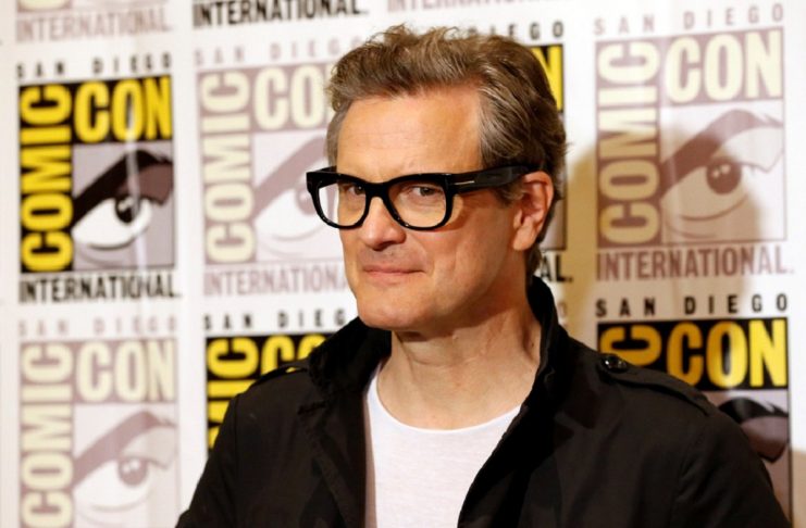 Cast member Firth poses at a press line for “Kingsman: The Golden Circle” during the 2017 Comic-Con International Convention in San Diego