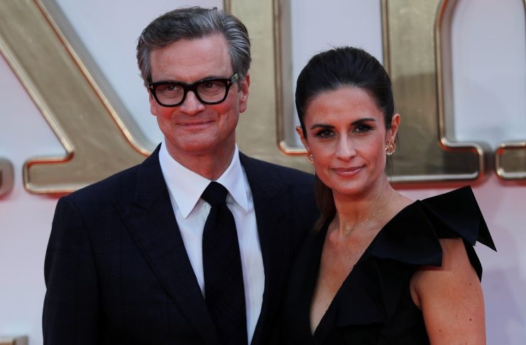 Cast member Colin Firth arrives with his wife Livia Giuggioli for the world premiere of “Kingsman: The Golden Circle” in London