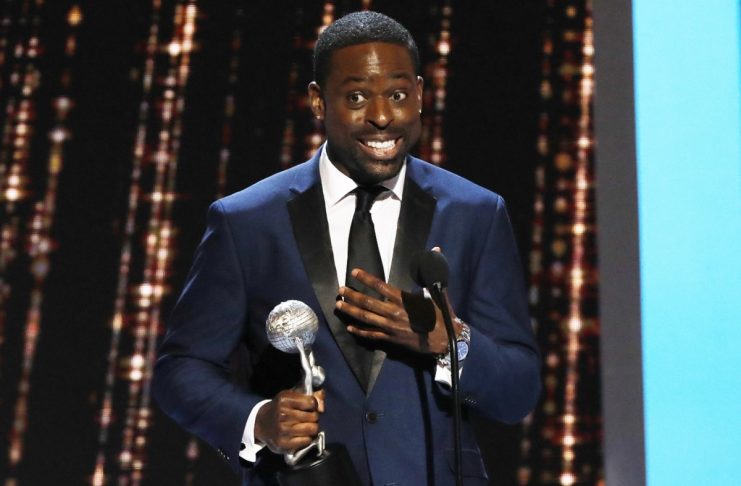 Sterling K. Brown accepts his award during the 48th NAACP Image Awards in Pasadena