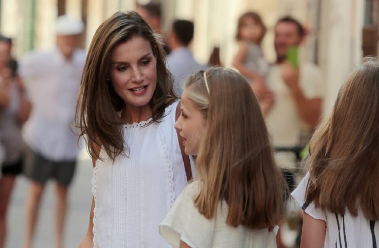 Spain’s Queen Letizia, Princess Leonor and Princess Sofia visit the village of Soller in the island of Mallorca