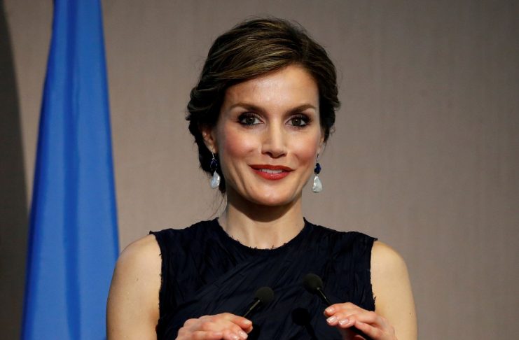 Spain’s Queen Letizia delivers a speech during the WHO Second Global Conference on Health and Climate in Paris