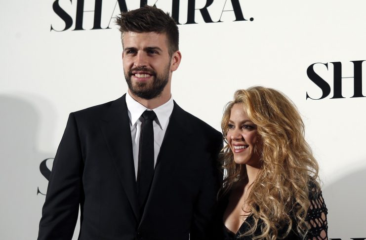 Colombian singer Shakira and FC Barcelona’s soccer player Gerard Pique pose during a photocall presenting her new album “Shakira” in Barcelona