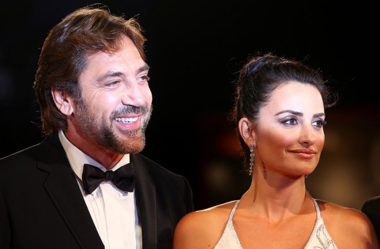 Actors Penelope Cruz and Javier Bardem pose during a red carpet event for the movie “Loving Pablo” at the 74th Venice Film Festival in Venice