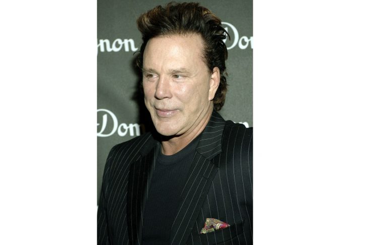 Actor Mickey Rourke arrives for the international launch event to unveil the new image of Dom Perign..