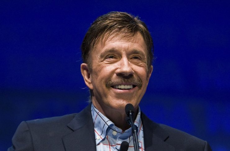 Actor Chuck Norris speaks during the National Rifle Association’s 139th annual meeting in Charlotte