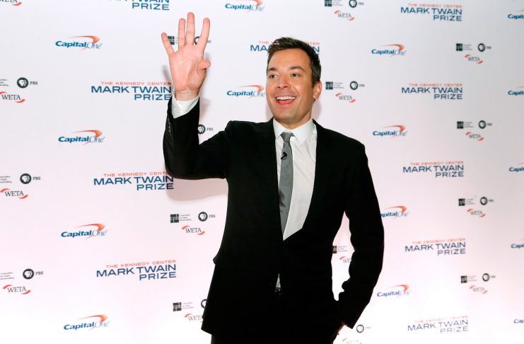 Comedian and television host Jimmy Fallon arrives on the red carpet for the taping of the Mark Twain Prize for Humor ceremony and performance at the Kennedy Center in Washington