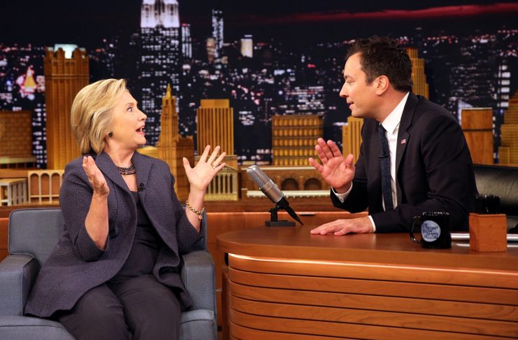 Democratic nominee Hillary Clinton’s attends the taping of “The tonight Show” with Jimmy Fallon in New York