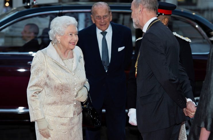 Queen Elizabeth and Prince Philip arrive to attend a reception and awards ceremony at Royal Academy of Arts in London