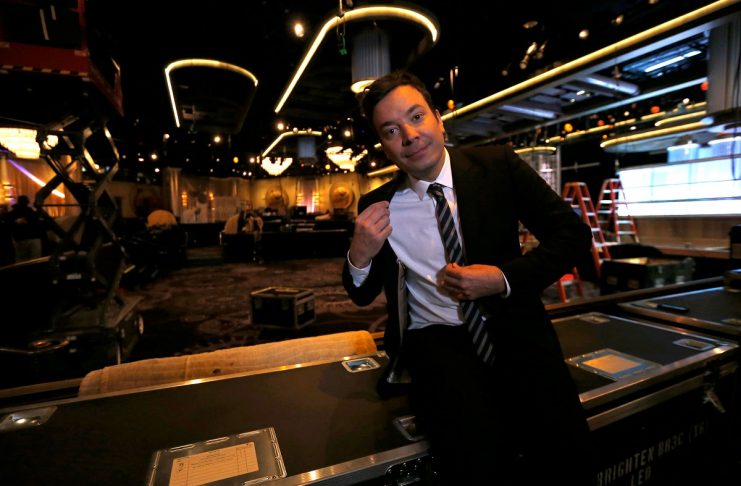 Host and comedian Fallon poses during preparations for the 73rd Annual Golden Globe Awards in Beverly Hills
