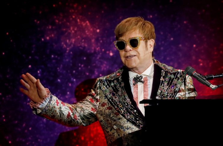 Singer Elton John performs before announcing his final “Farewell Yellow Brick Road” tour in Manhattan