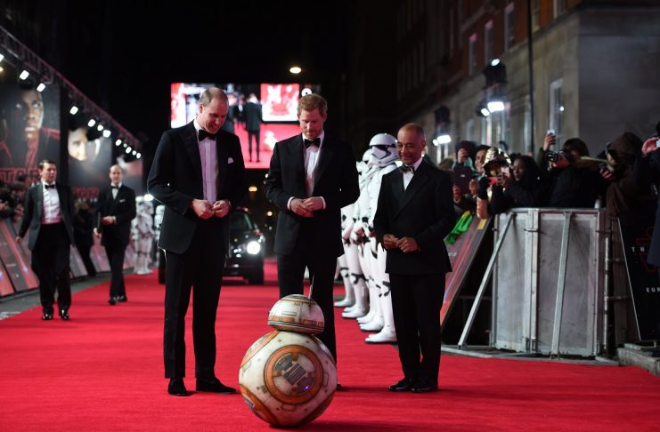 The Duke of Cambridge and Prince Harry attend the European Premiere of Star Wars: The Last Jedi, at the Royal Albert Hall, London