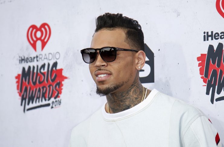 Recording artist Chris Brown poses at the 2016 iHeartRadio Music Awards in Inglewood