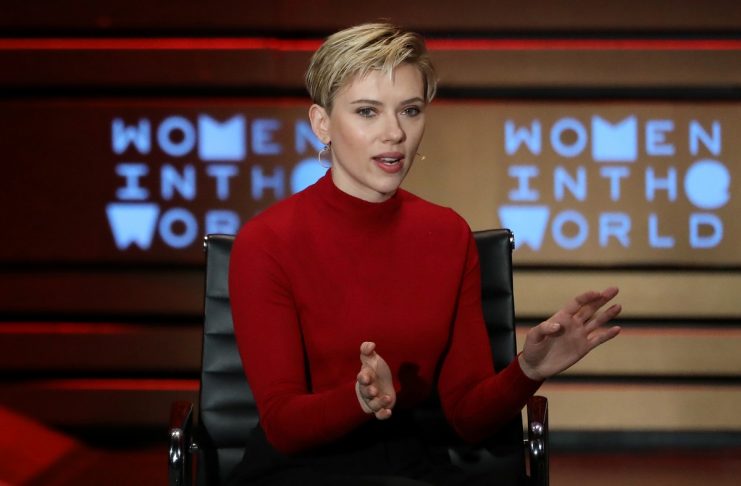 Actress Scarlett Johansson speaks during the Women In The World Summit at the David H. Koch Theater at Lincoln Center in New York City