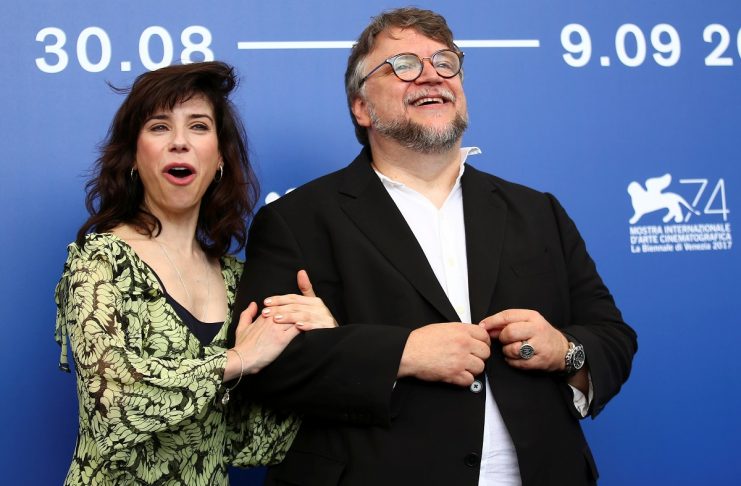 Director Guillermo del Toro poses with actor Sally Hawkins during a photocall for the movie “The shape of water” at the 74th Venice Film Festival in Venice