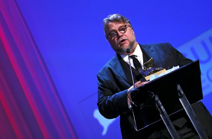 Director Del Toro speaks after winning the Golden Lion award for the best movie “The shape of water” during the awards ceremony at the 74th Venice Film Festival in Venice