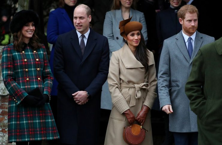 Britain’s Catherine, Duchess of Cambridge, Prince William, Duke of Cambridge, Meghan Markle and Prince Harry leave St Mary Magdalene’s church after the Royal Family’s Christmas Day service on the Sandringham estate in eastern England